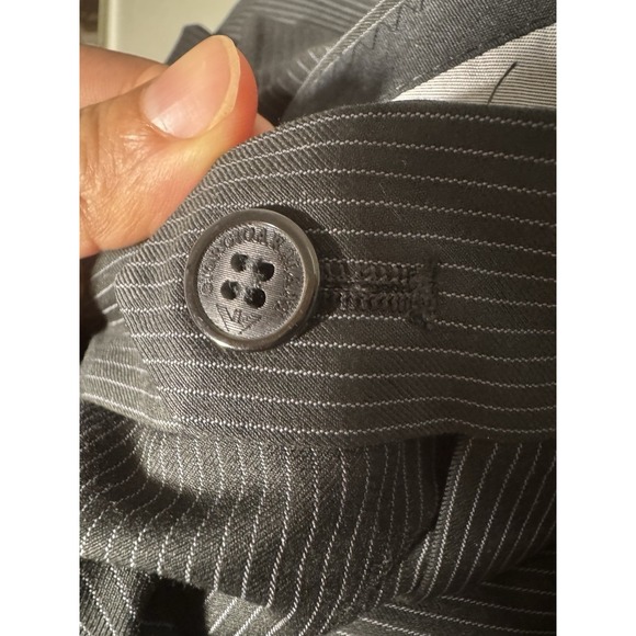 Giorgio Armani Le Collezioni Pleated Trousers MENS 36 Black‎ Striped Wool - Picture 6 of 12